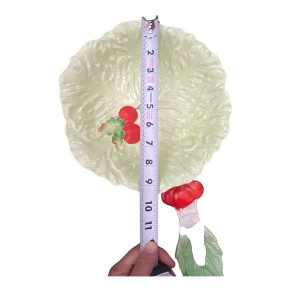 Vtg Carlton Ware ceramic lettuce leaf & tomato salad bowl & matching spoon rest - Picture 12 of 16